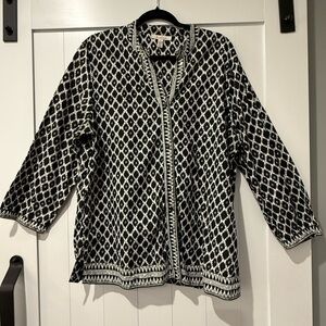 JM Collection Black and White Diamond Pattern Blazer